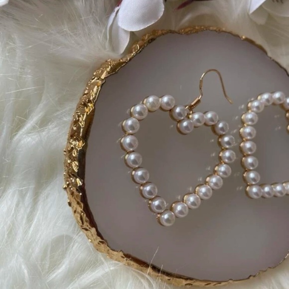 Pearl Embellished Heart Earrings | Romantic Statement Jewelry | Elegant Studs - Picture 16 of 16